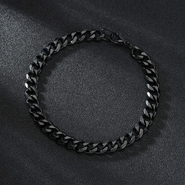 3/5/7mm Stainless Steel Curb Cuban Link Chain Bracelets
