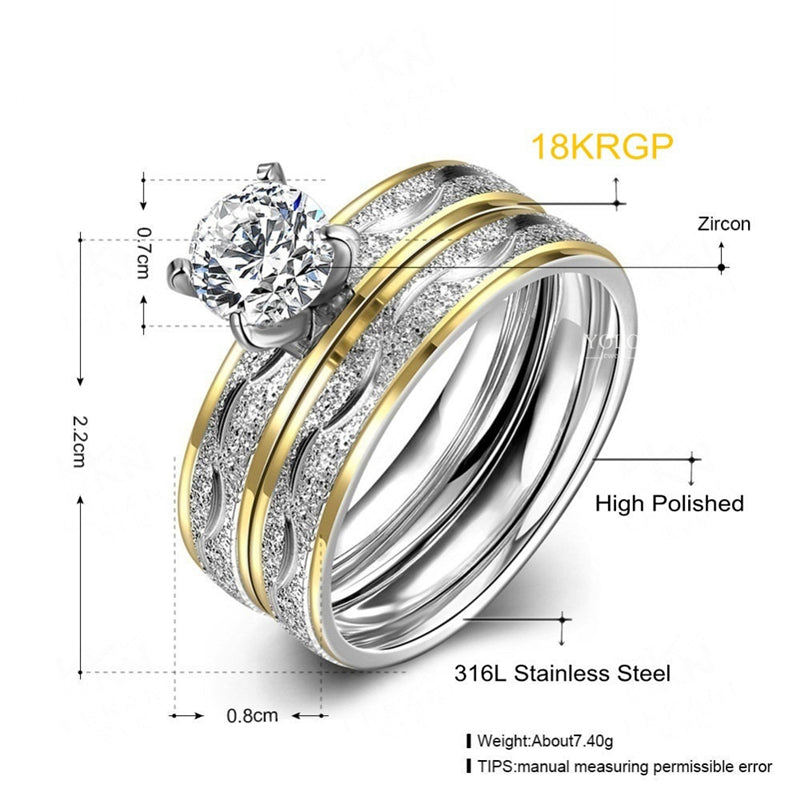 Couple Rings- Exquisite Zirconia Studded Stainless-steel Rings