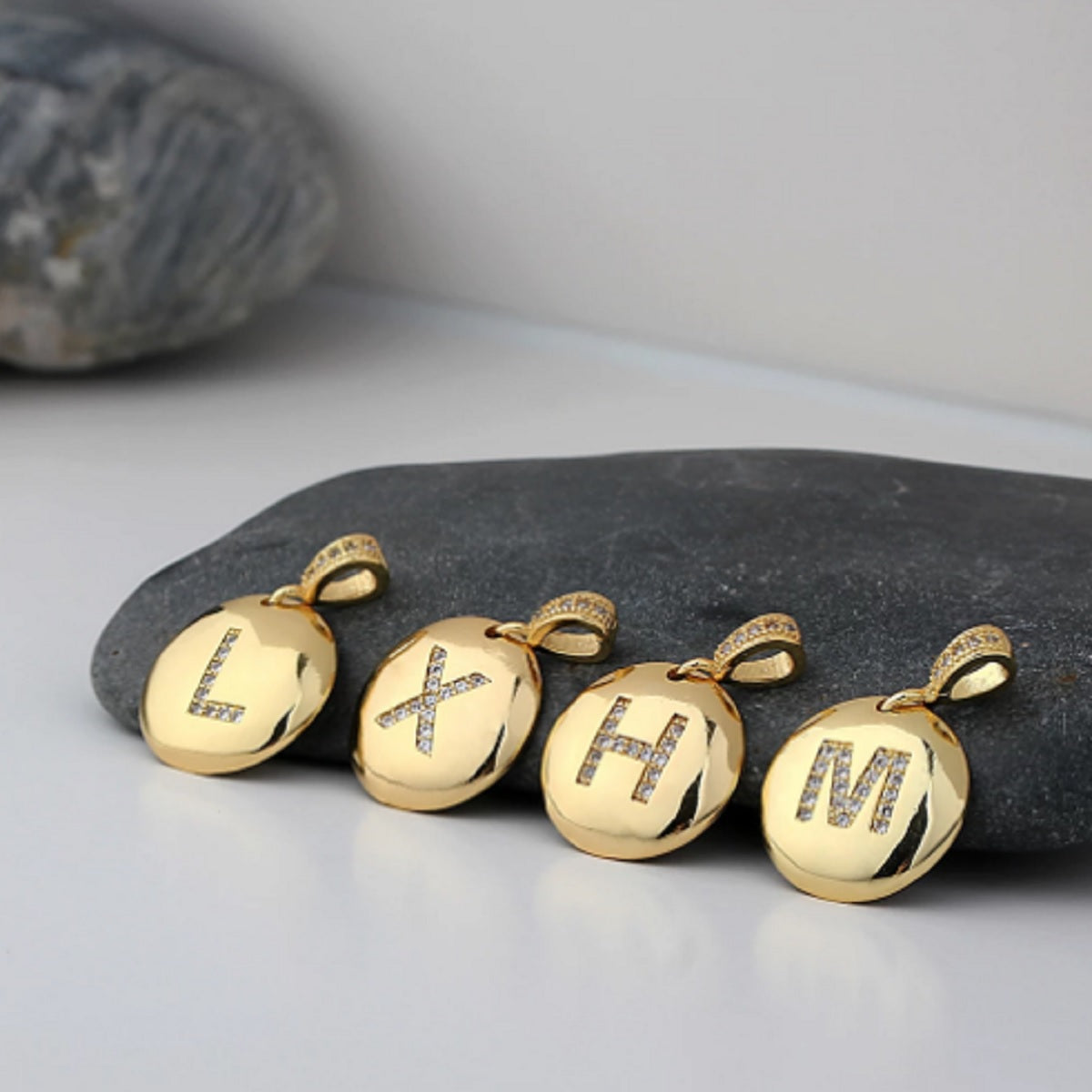 Beautiful Custom Alphabet Engraved Pendant - Gold Finished