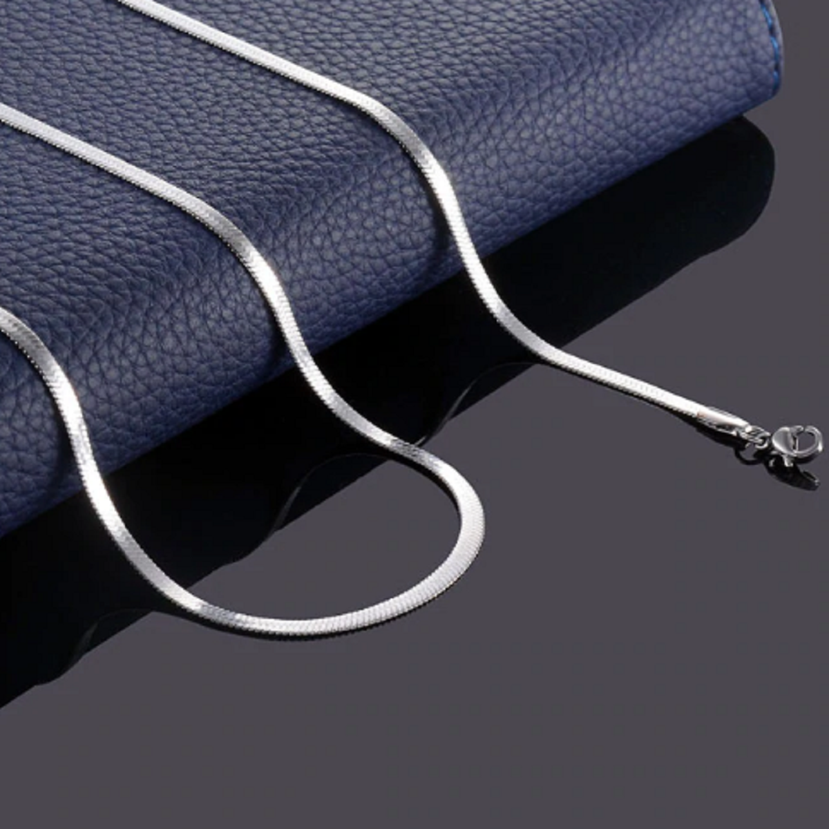 Minimalist Design Flat Chain Necklace - Stainless Steel, Metal Coated