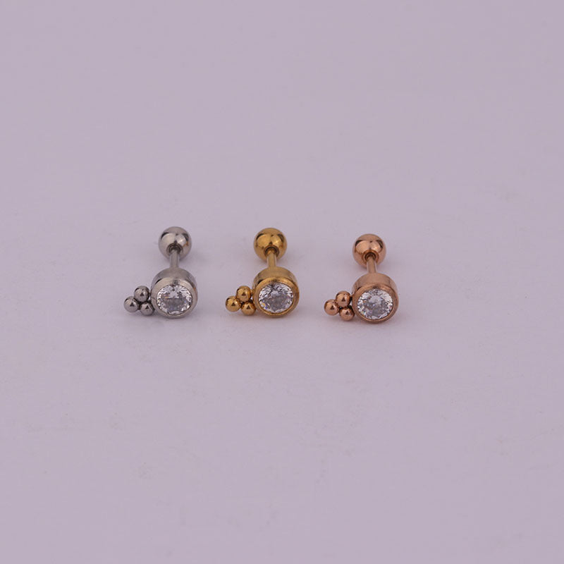 1Pc Stainless Steel Cubic Zirconia Miniature Earring