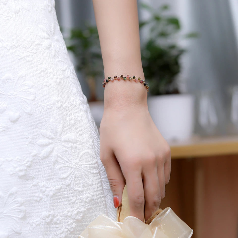 3mm Natural Stone Tourmaline Bracelet for Women