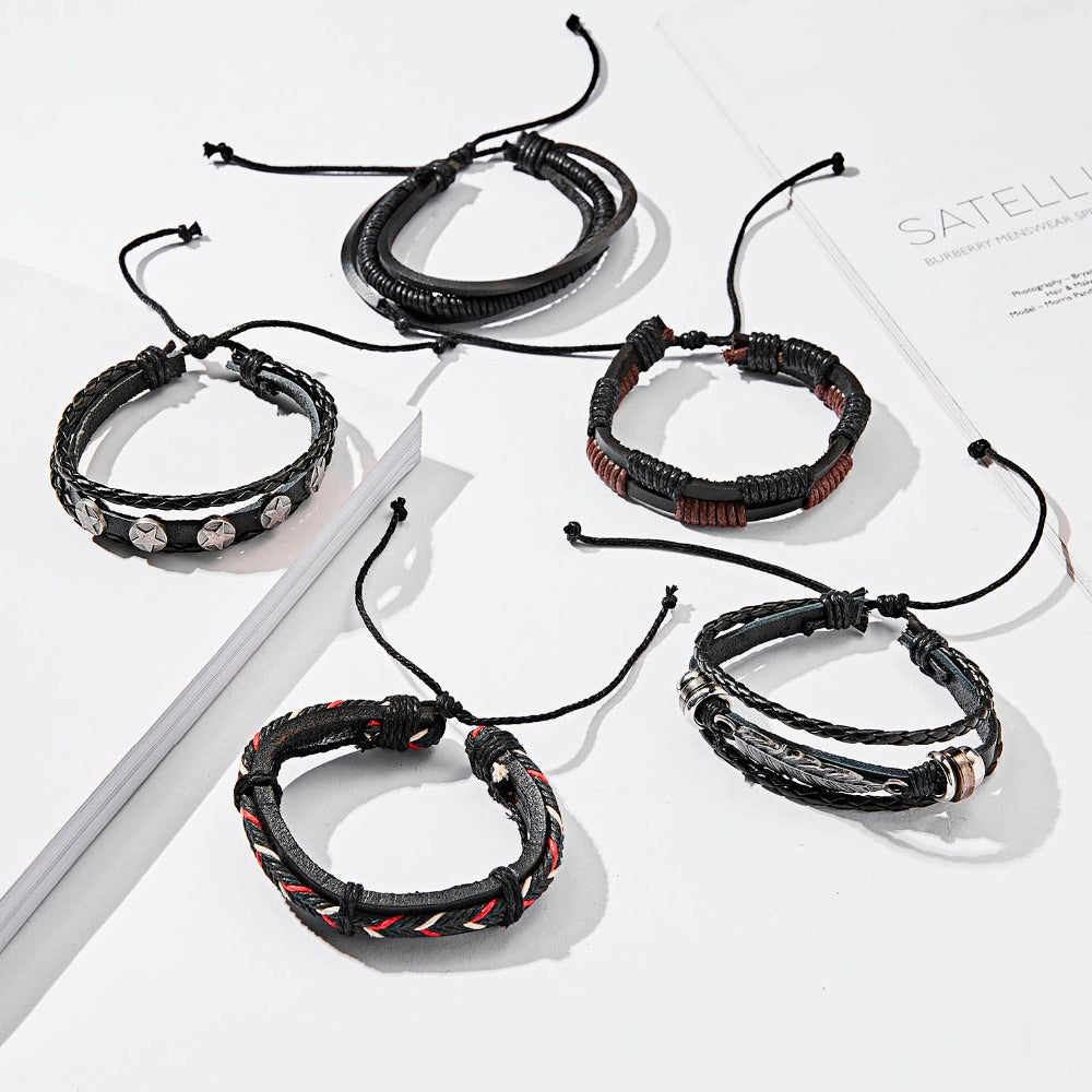 Men’s Vintage Gothic Multilayer Braided Bracelet