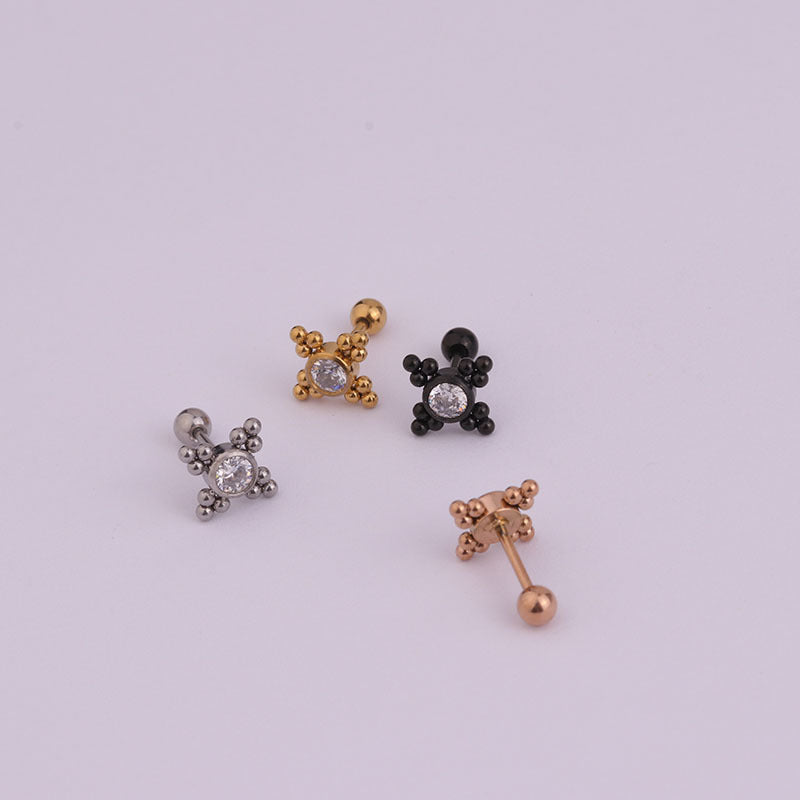 1Pc Stainless Steel Cubic Zirconia Miniature Earring