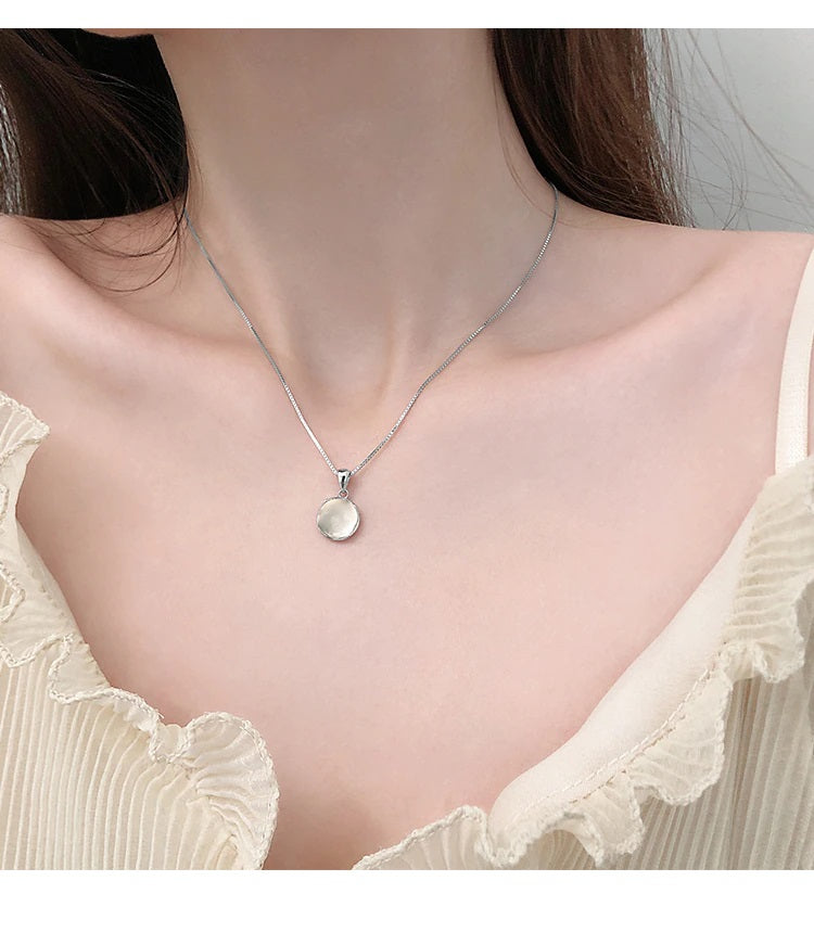 S925 Sterling Silver Chain, Miniature Round Clavicle Pendant Necklace