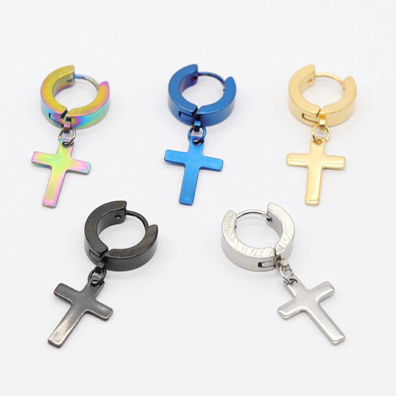 Fashion Stainless-steel Cross Piercing Punk Earrings