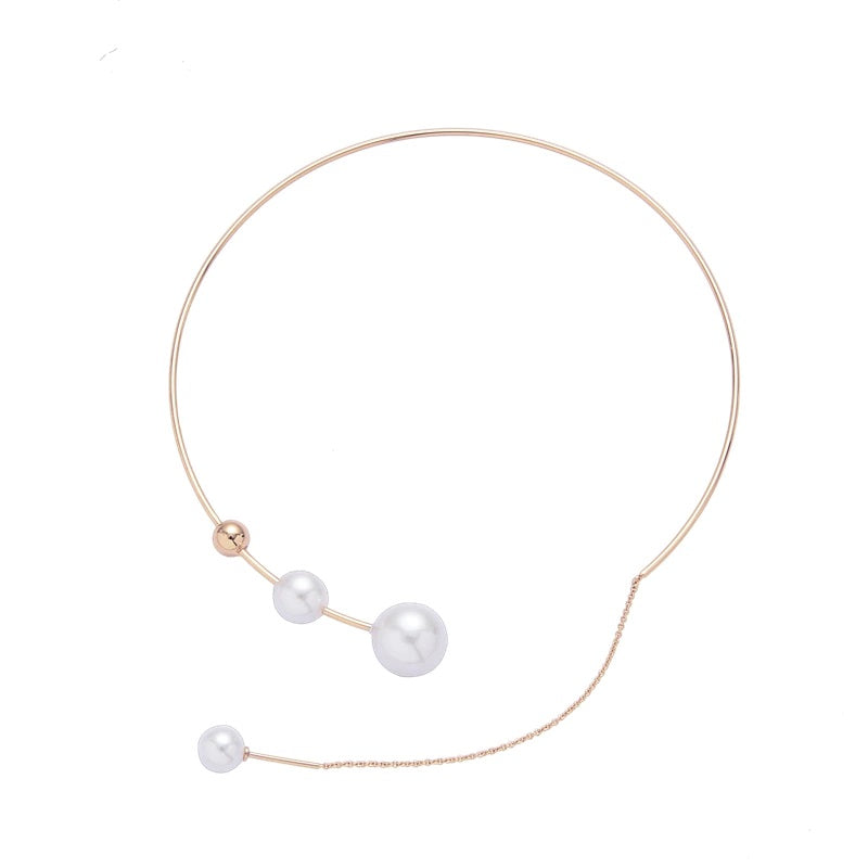 Elegant White Imitation Pearl Choker Clavicle Chain Necklace for Women