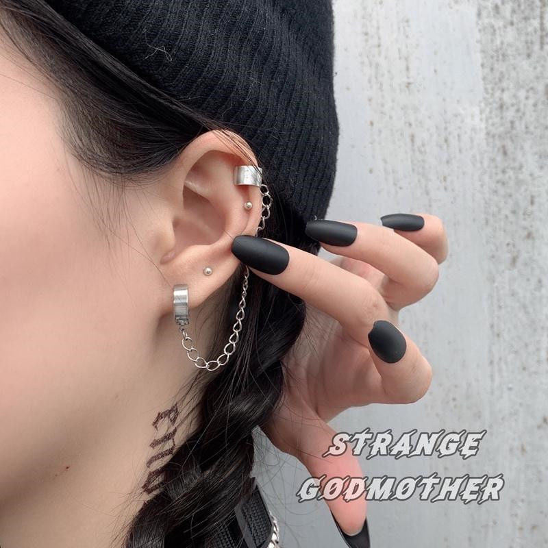 1 Pc Stainless Steel Punk Silver Ear Cuff Earrings for Unisex