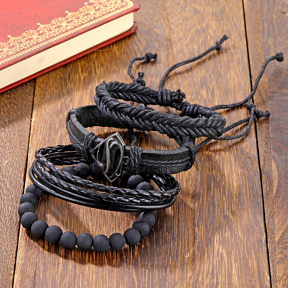 Vintage Black Bead Hollow Fashion Multilayer Bracelet