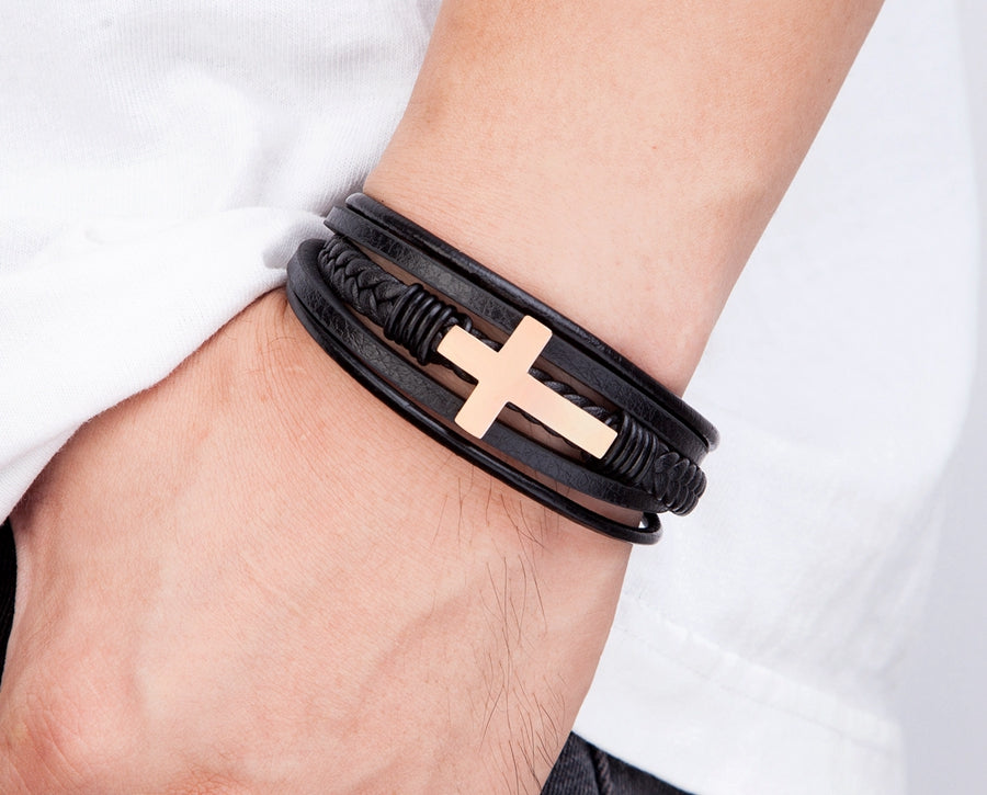 Luxury Cross Design Classic Leather Bracelets