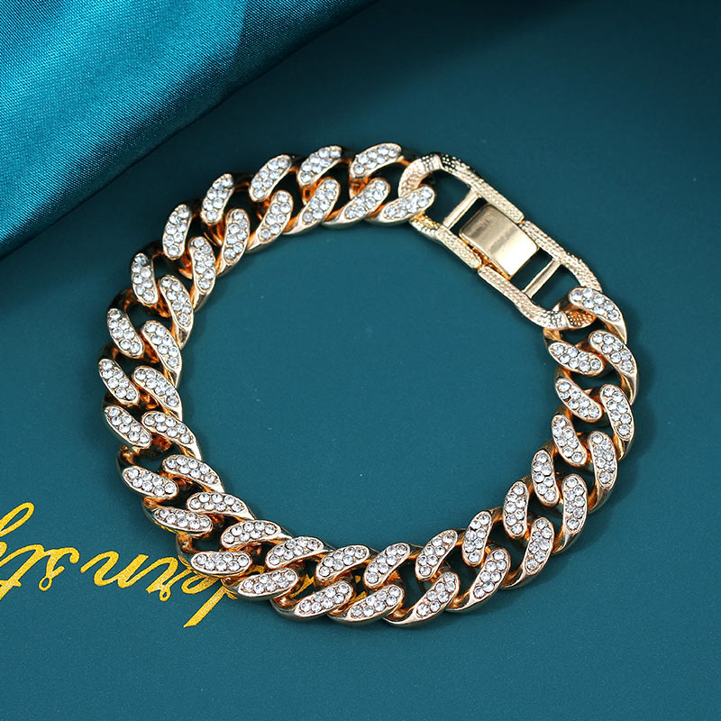 Fashion Luxury 12mm Zircon Studded Cuban Bracelets for Men