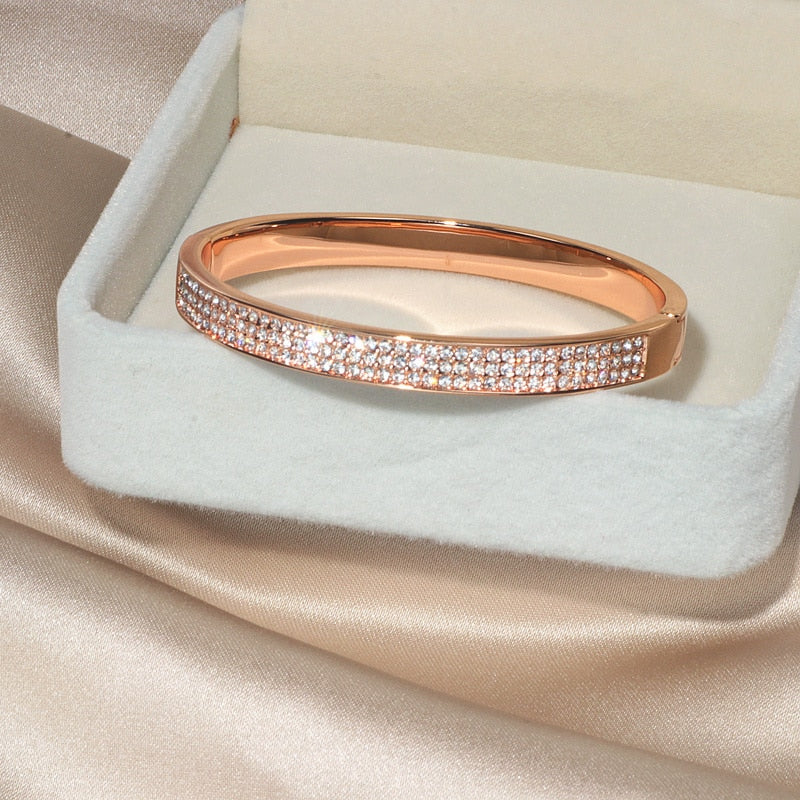 Elegant Classic Crystal Cuff Bangle Bracelets for Women
