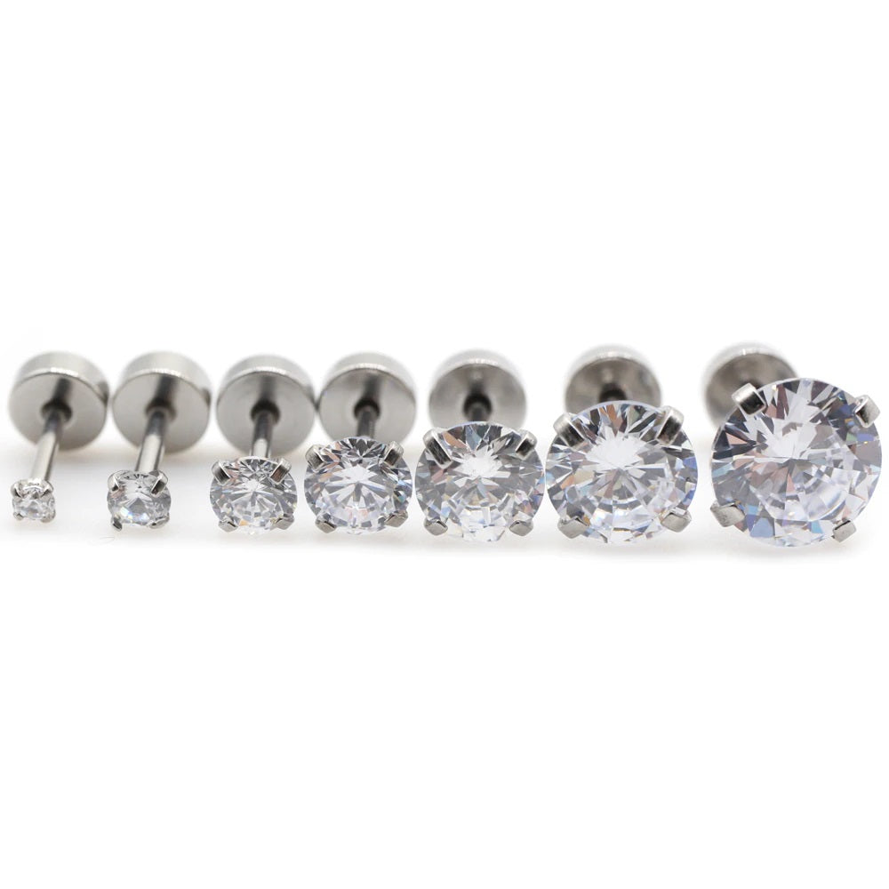 Stainless Steel Unisex Round Crystal Double Colour Earring Stud for Unisex