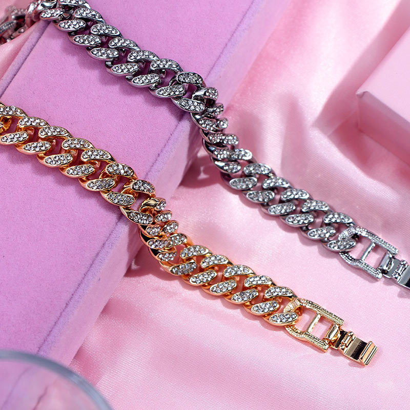 Fashion Luxury 12mm Zircon Studded Cuban Bracelets for Men