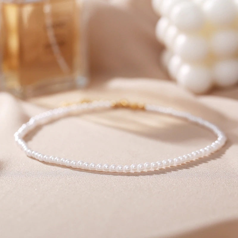 Vintage Style 6mm pearl Choker Necklace for Women