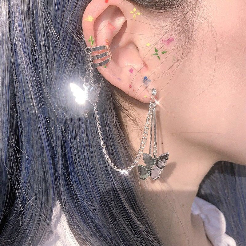 Punk Cool Butterfly Piercing/Non-Piercing Clip Earring for Women