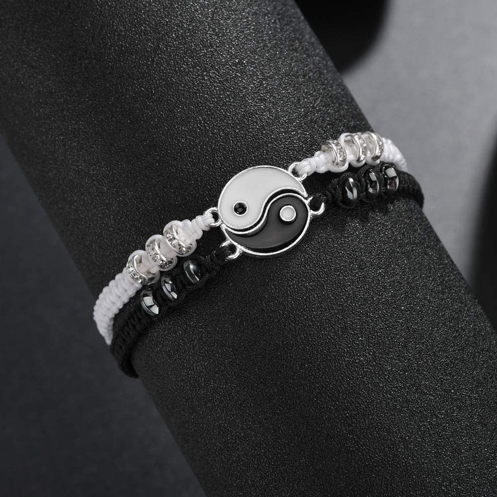 Handmade Tai Chi Yin Couple’s Adjustable Link Chain Bracelet