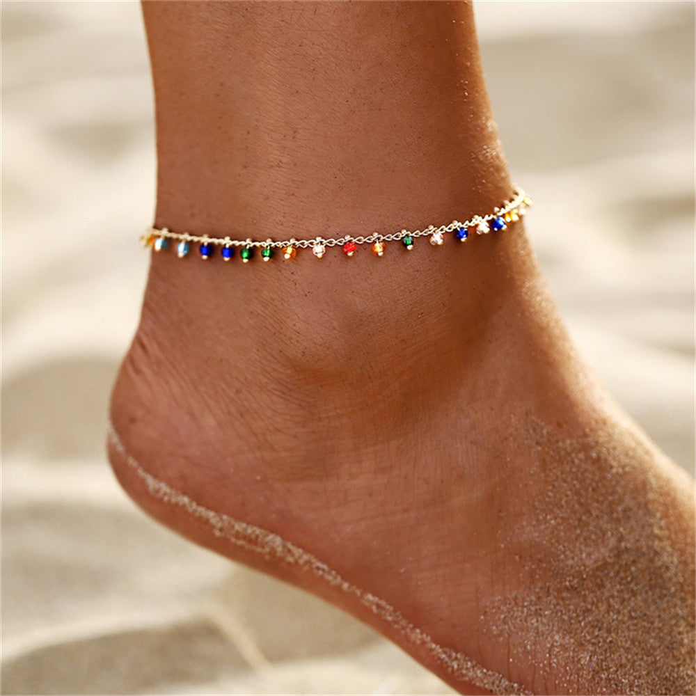 Rainbow Stones Classic Ethnic Anklet Bracelet