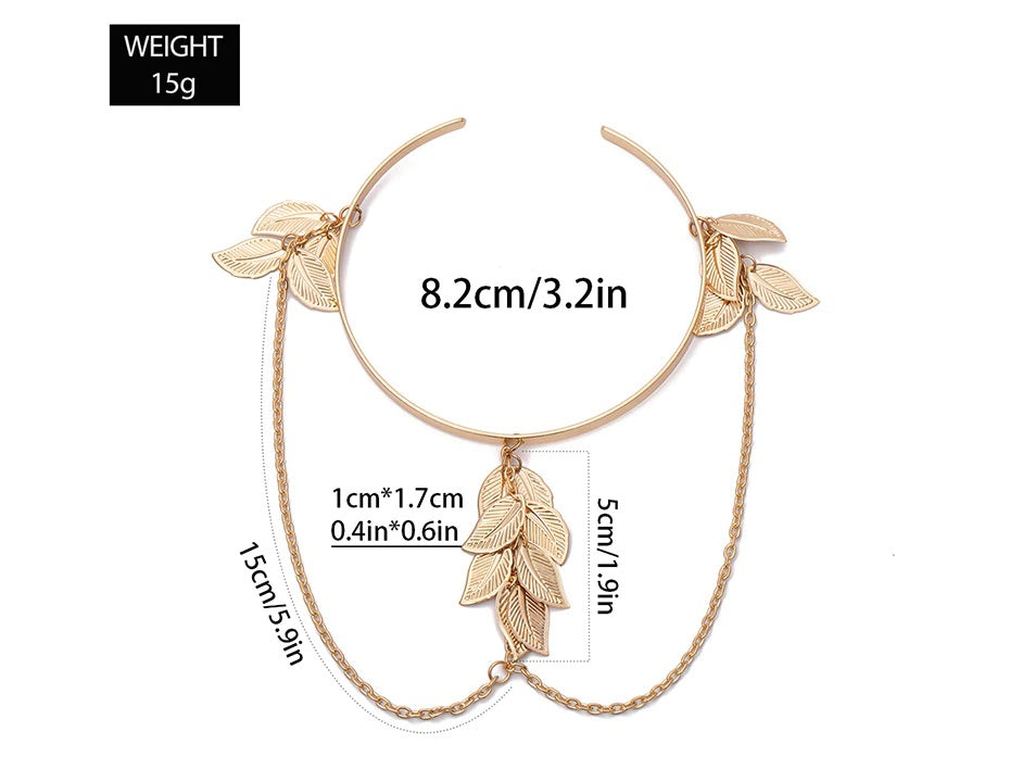 Bohemian Leaf charm Upper Arm Tassel Pendant Cuff Bracelets