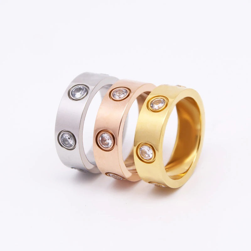 Luxury Shiny Stainless Steel Love Engagement Bands for Women