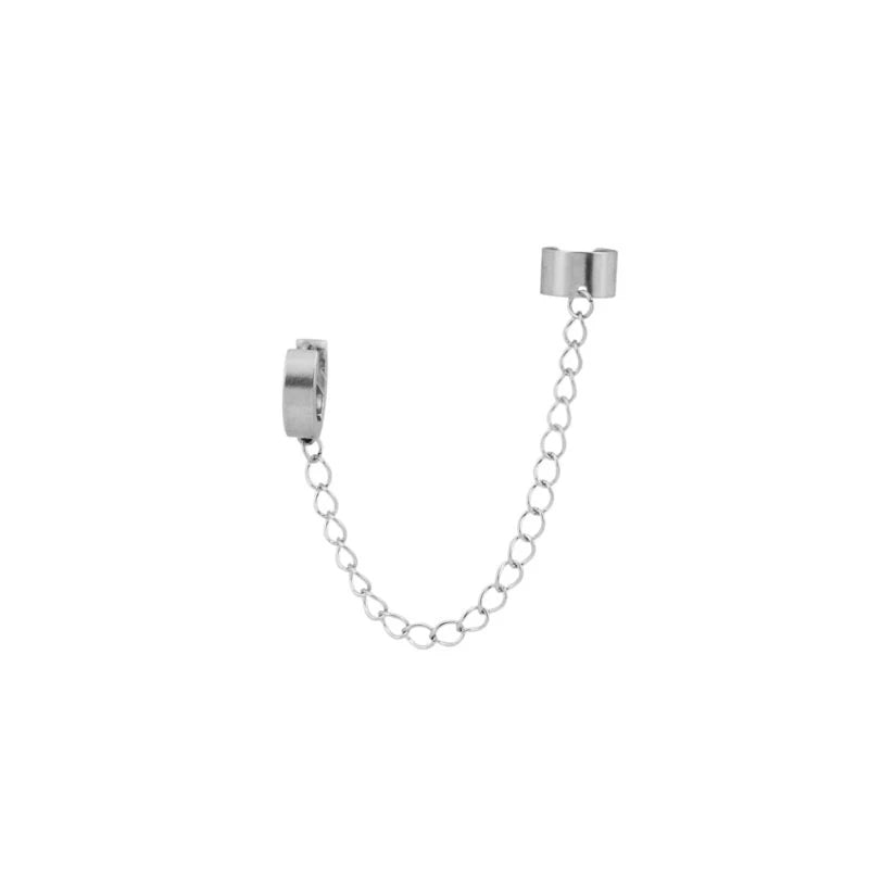 1 Pc Stainless Steel Punk Silver Ear Cuff Earrings for Unisex