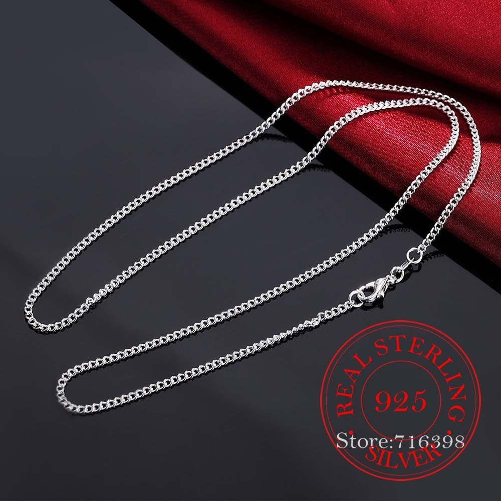 925 Sterling Silver 16-30 inch Thin Side Chain Necklace for Women and Kids