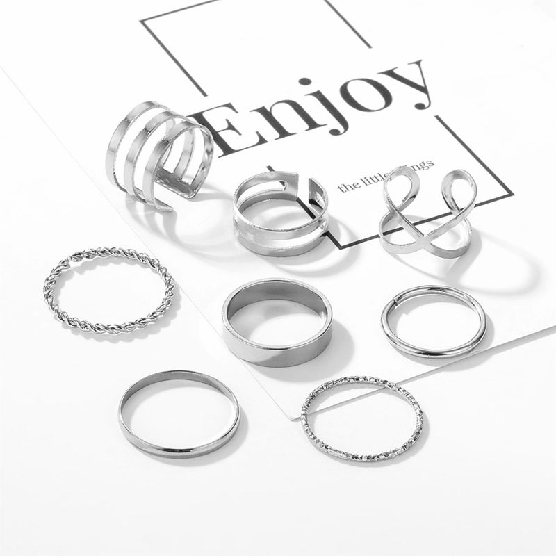 Hollow Geometric Women’s Fashion Ring Set