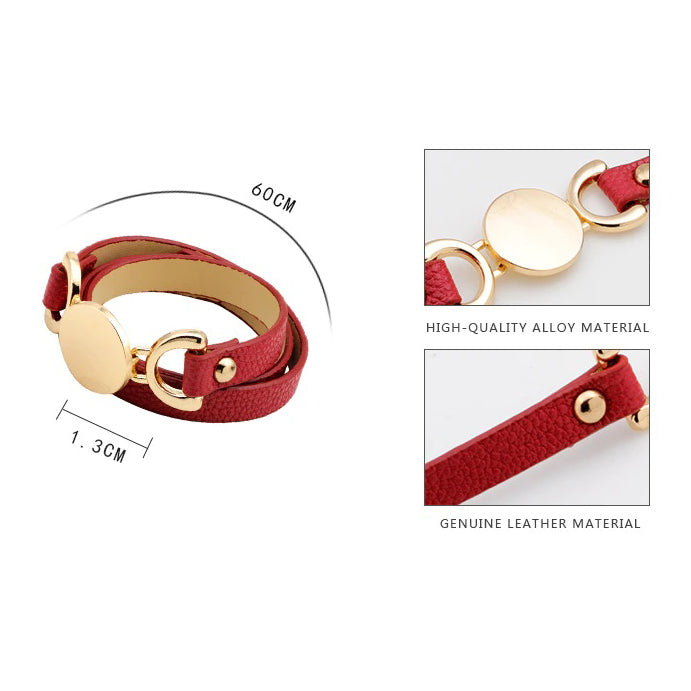 Simple Leather Band Multilayer Bracelet