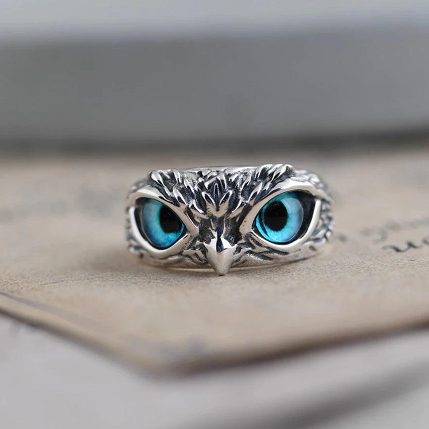 Owl and Frog Charm Vintage Ring for Unisex