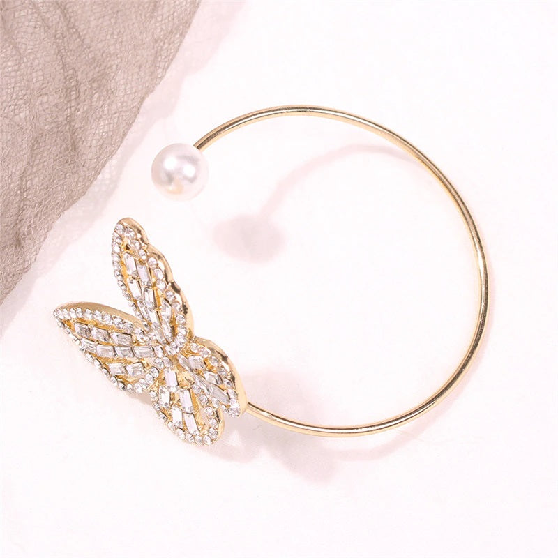 Fashion Rhinestone Butterfly Cuff Bracelets for Women