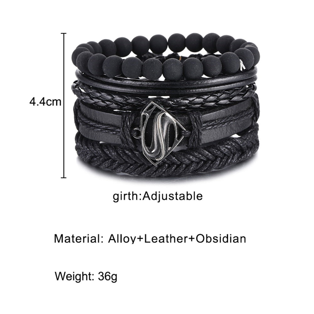 Vintage Black Bead Hollow Fashion Multilayer Bracelet