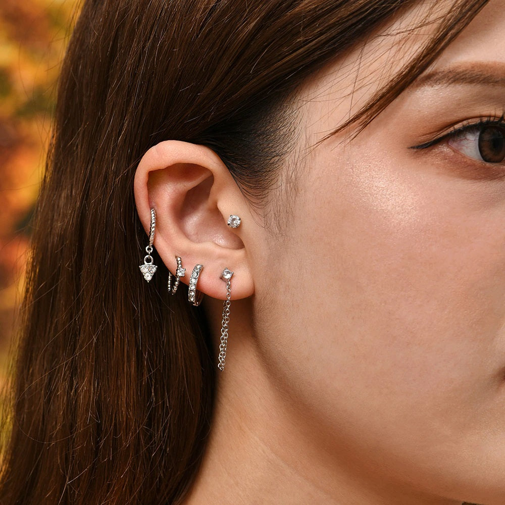 Zircon Crystal Long Chain Hoop Earrings for Women