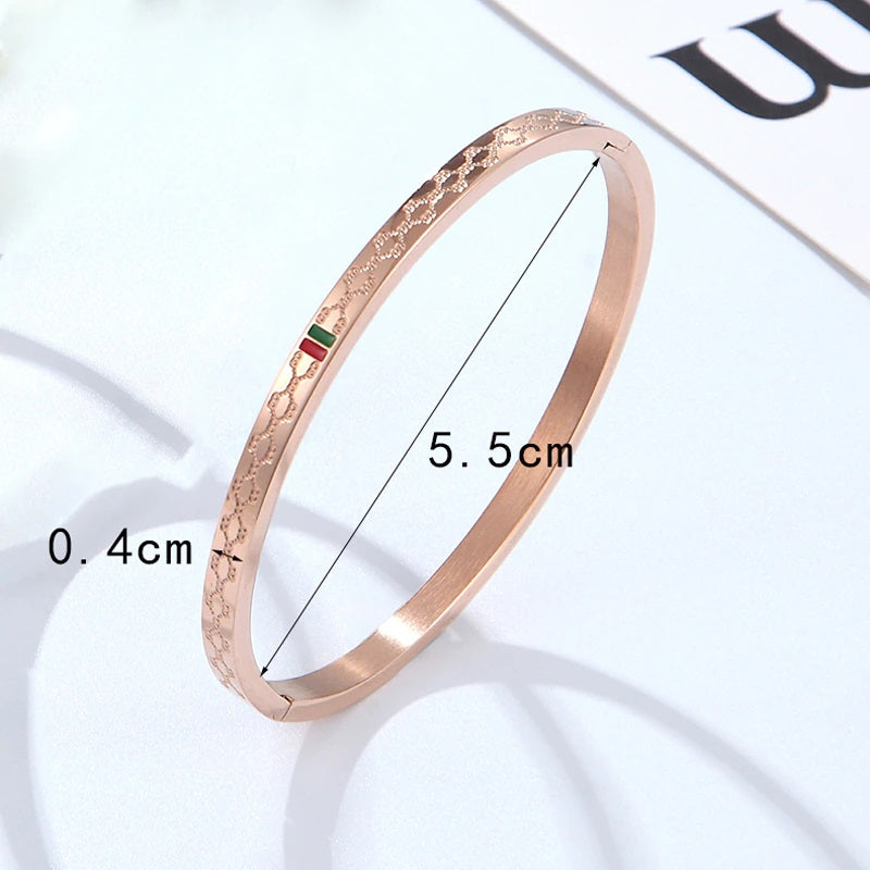 Charm Luxury Stainless-Steel Gold-Plated Bangle Jewelry