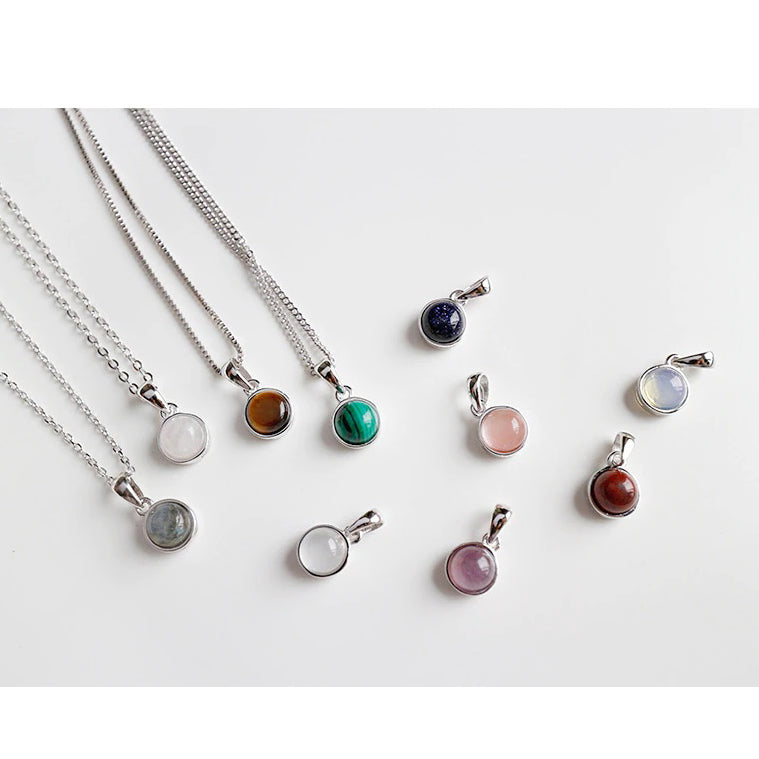 925 Sterling Silver Multicolor Labradorite Crystal Pendant Necklace for Women