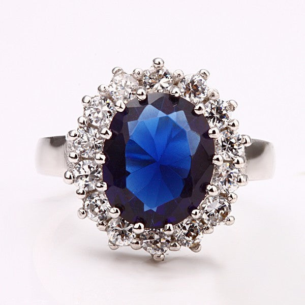 Fashion Blue Crystal Stone Bridal Wedding Jewelry Set