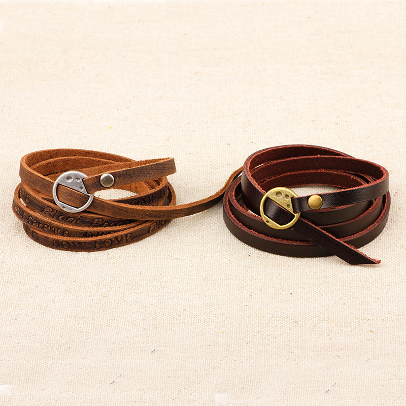 Vintage Bohemian-style multi-layer Leather Wrap Bracelet