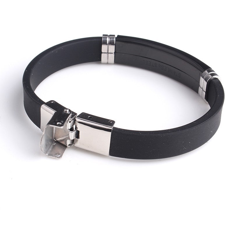 Custom Silicone Bangle Engravable Stainless-Steel Bracelet