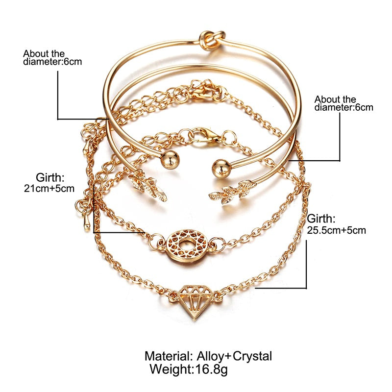 Boho Gold Cuff Charm Delicate Chain Bracelets