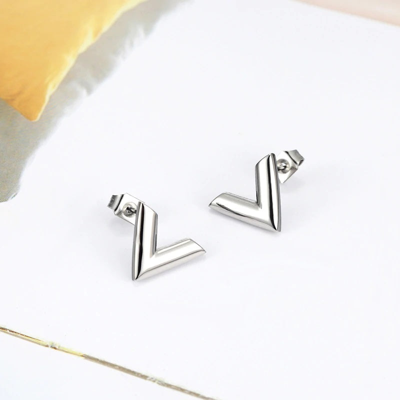 Exquisite Geometric Titanium Steel Stud Earrings