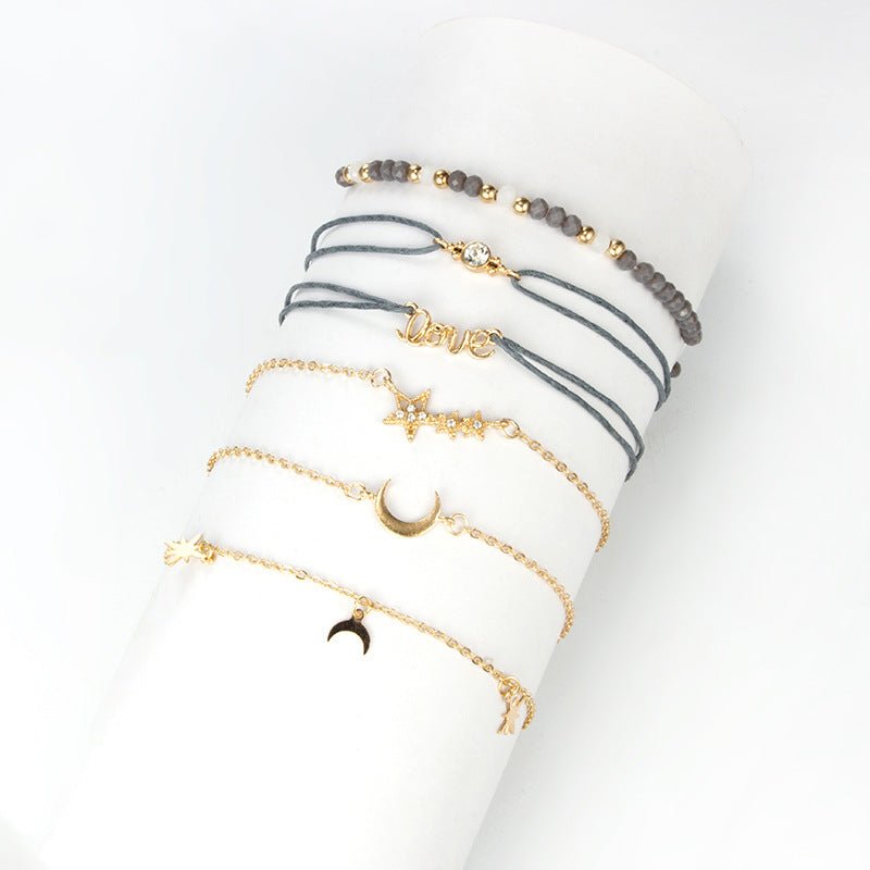 6Pcs/Set Bohemian Pendant Bracelet Bangles for Women