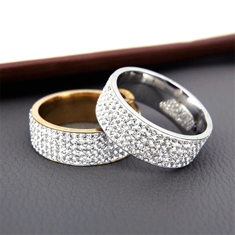 Vintage Retro Style Crystal Jewelry Steel Ring for Women