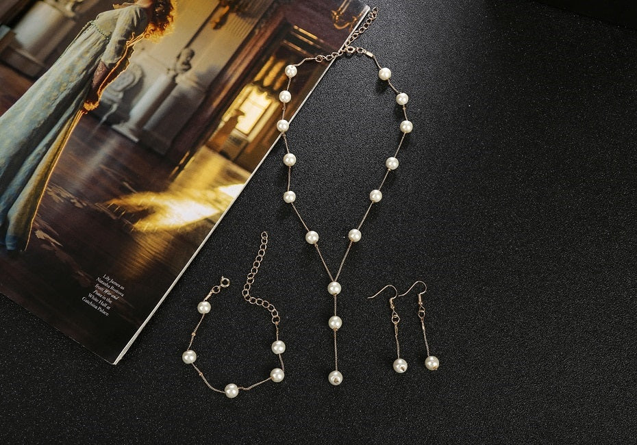Wedding Imitation Simple Pearl Matching Elegant Jewelry Set