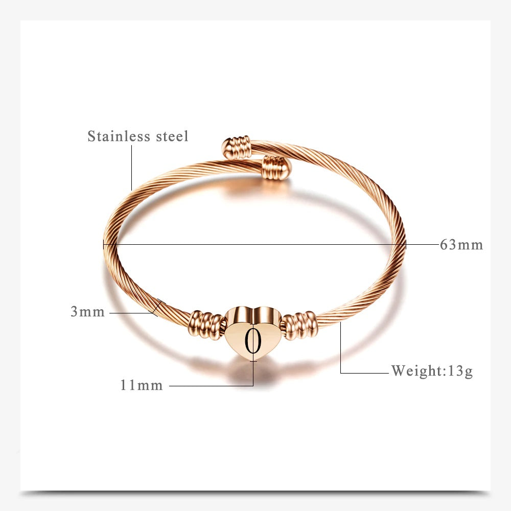 Rose Gold Stainless Steel Charm Bracelet Bangles
