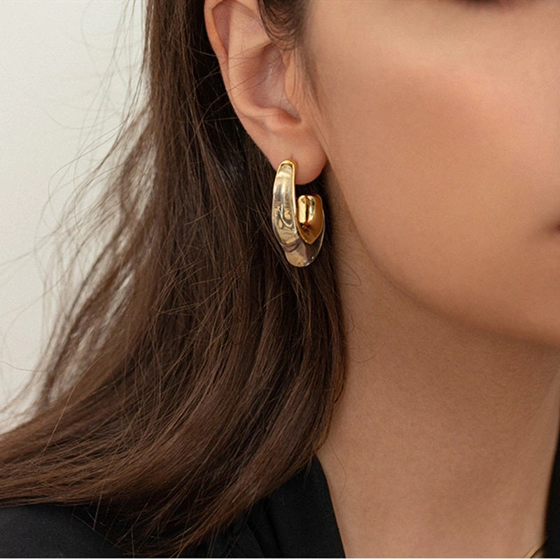 Geometric Resin Acrylic Trendy Hoop Design Earrings for Women