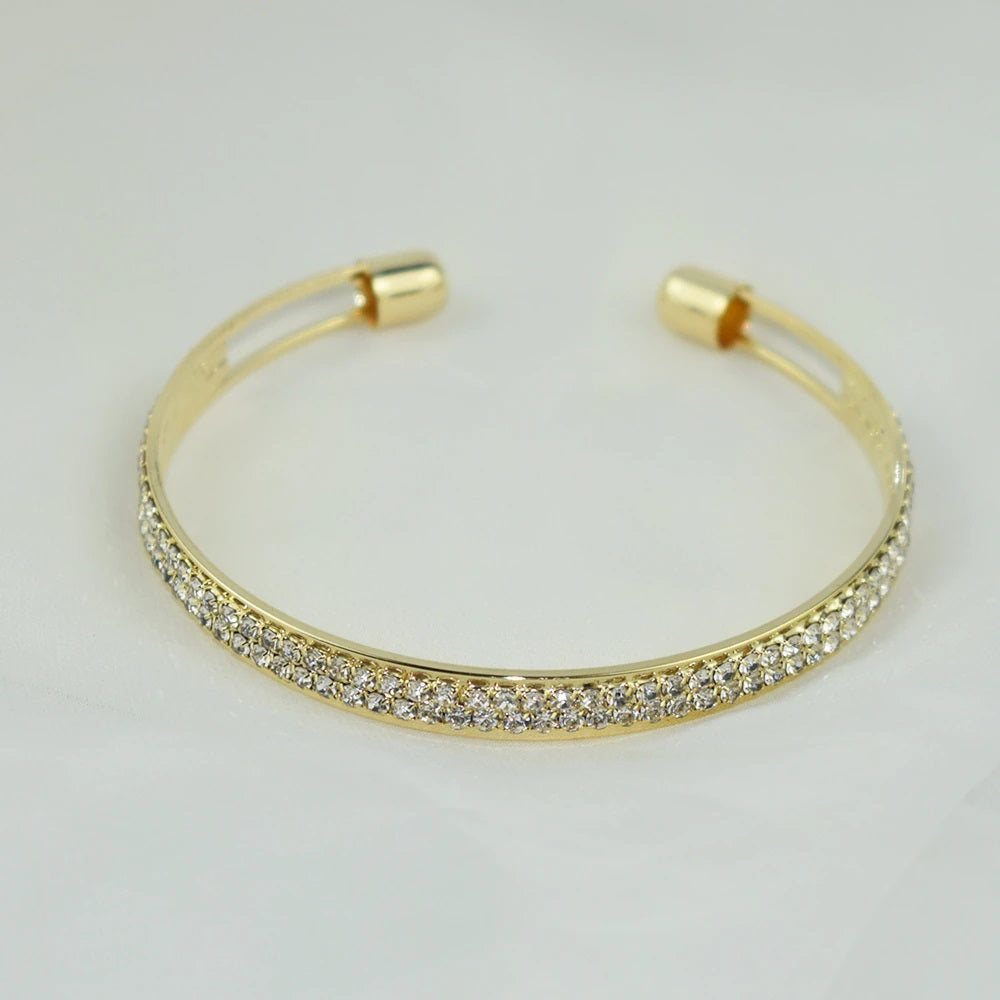 Elegant Crystal Cuff Gold and Silver Lady Bracelets