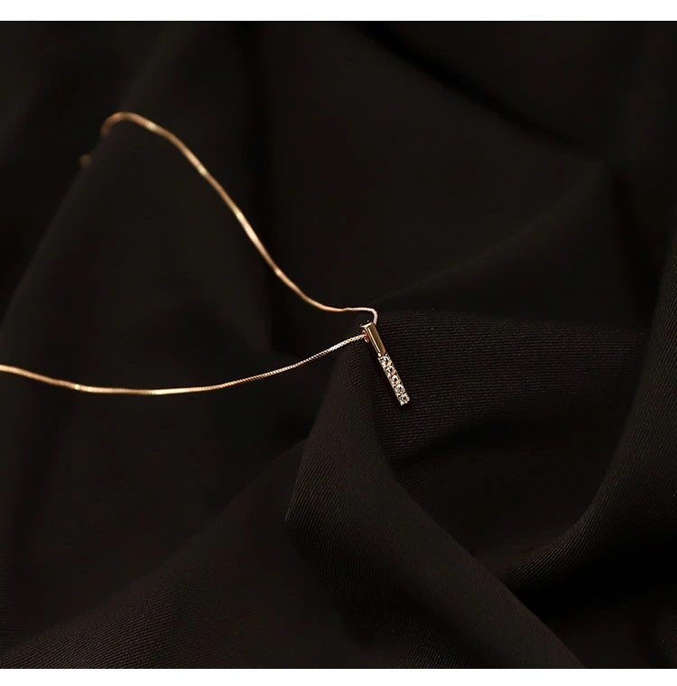 925 Sterling Silver Zircon Rhinestone Strip Necklace for Women