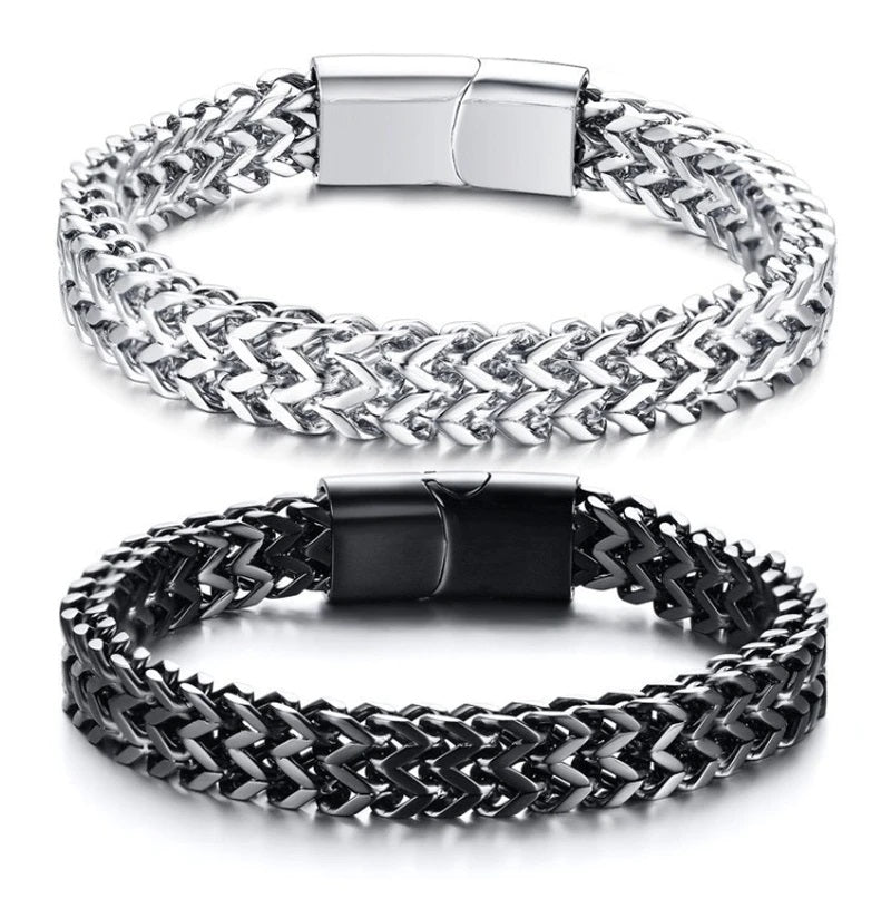 Stainless-Steel Men’s Link Chain Hip-Hop Bracelets