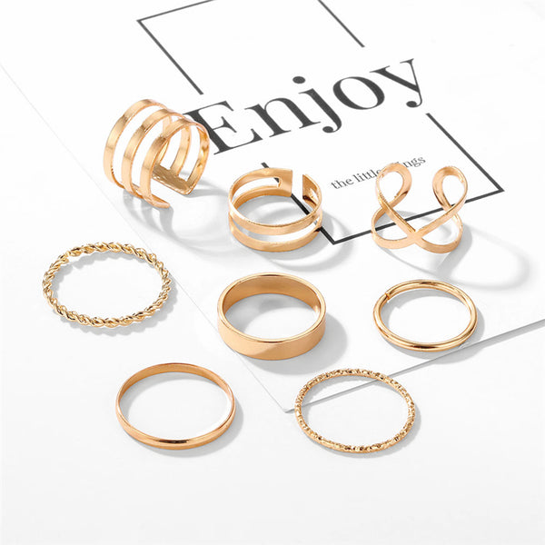 Hollow Geometric Women’s Fashion Ring Set