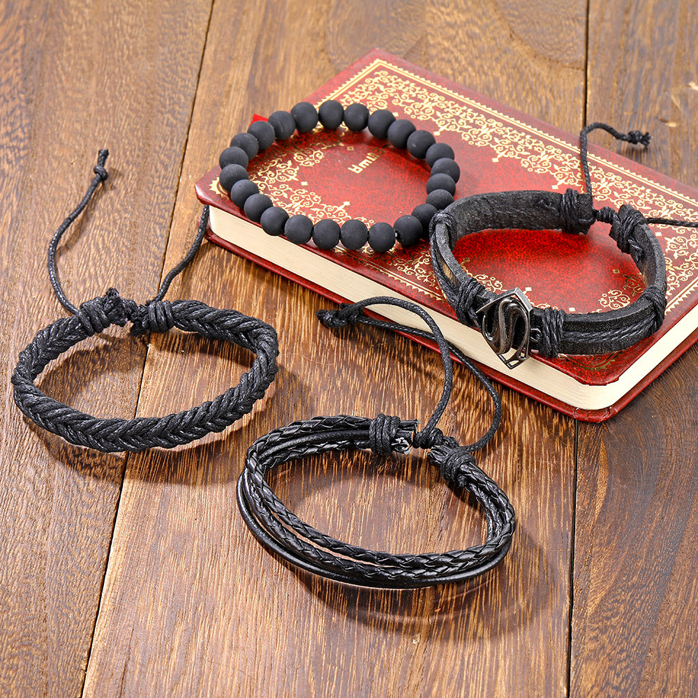 Vintage Black Bead Hollow Fashion Multilayer Bracelet