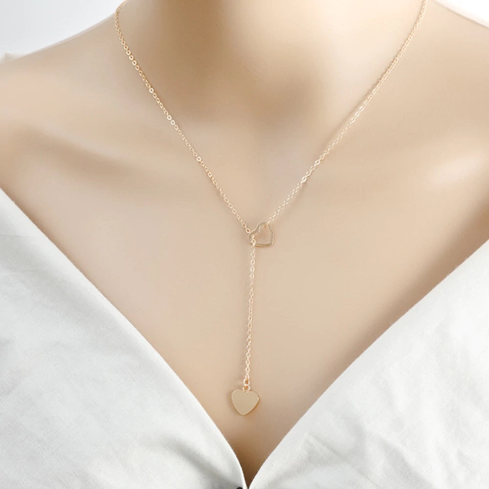 Trendy Minimalist Gold and Silver Pendant Chain Necklace